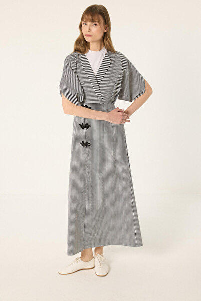Touché Privé Bat-Sleeve Striped Dress