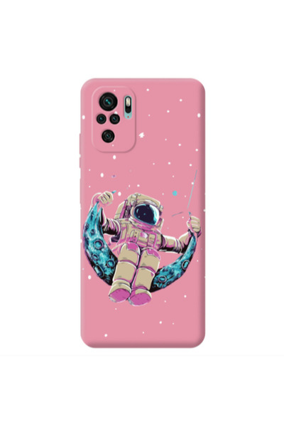 Other Xiaomi Redmi Note 10S Astronaut swinging on the moon Pink Colored Silic...