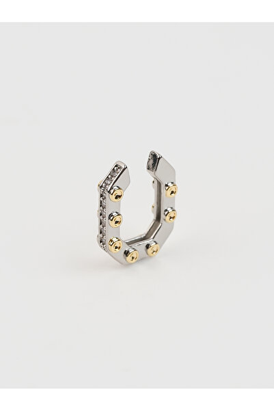 Altıgen Form Taş Detaylı Earcuff - Stud