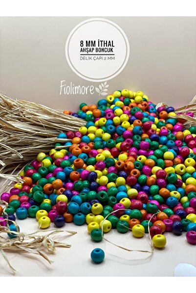Fiolimore Mărgele din lemn de culori mixte importate de 8 mm (25 grame, 135 b...