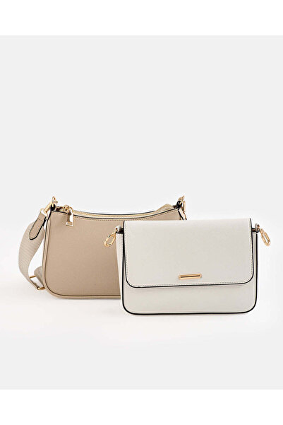 REDTAG Women Ivory And Taupe Crossbody Bag
