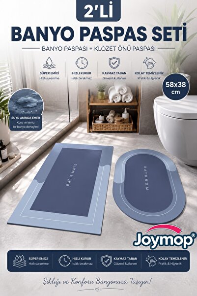 JOYMOP Set of 2 Super Absorbent Bath Mats – Quick-Drying Bath and Toilet Mat ...