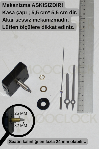 MOOCLOCK Clock Mechanism, Silent Wall Clock Mechanism, 32 mm Longest Shaft! (...