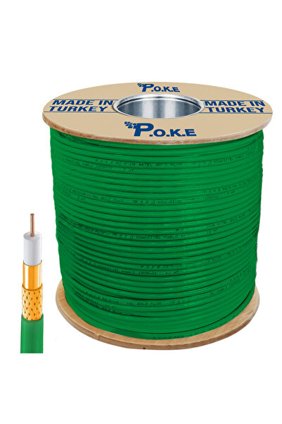 Poke 64 Tel Gold Anten Uydu Kablosu RG6/U6 1.02 Yeşil 300 Metre PK-1365