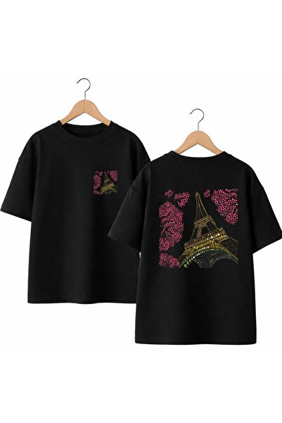 playwear Eiffel Tower Stone Printed Back and Front Chest Printed 100% Cotton ...