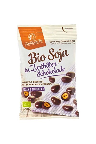 Landgarten Boabe de soia invelite in ciocolata amaruie fara gluten,