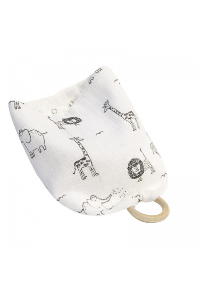 Babyjem Muslin bib with wooden ring (Model: Zoo)