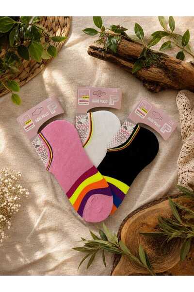 your trend socks 12 Çift Kadın Sneaker Çorap Kokusuz, Terletmeyen Pamuklu Çorap - Yazlık - Karışık Renk/Desen