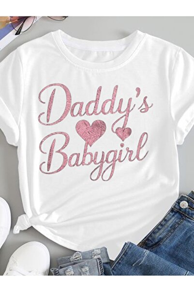 212Wear تي شيرت نسائي بطباعة "Daddy's" بمقاسات كبيرة - بلوزة بأكمام قصيرة برس...