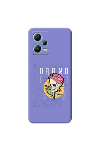 Other Xiaomi Redmi Note 12 Pro 5G Skull Roses Purple Colored Silicone TPU Θήκη