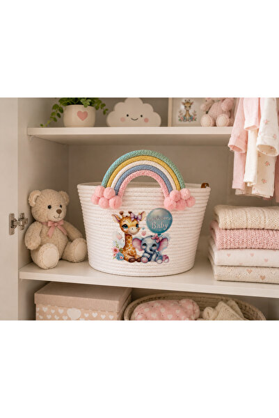 Berçak Home Baby Shower Gift Basket Welcome Baby Baby Room Storage Basket Toy...