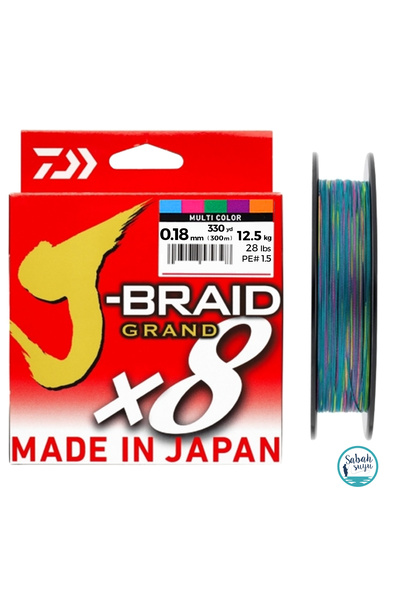 daiwa J-Braid Grand PE 8X İp Misina 0.18mm 12.5kg 300mt Multicolor