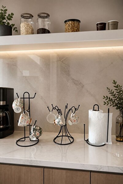 Edora Home Set of 3 Black 6-Hook Round Cup Hanger Rack 6-Compartment Vertical...
