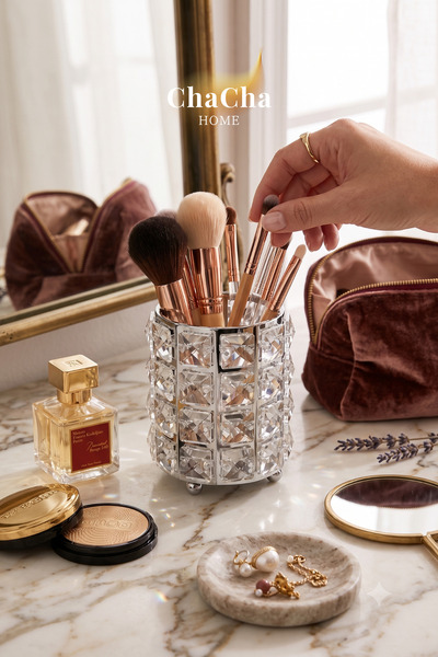 ChaCha Home Luxury |   Cristella |   Luxury Desktop Pen Holder, Crystal Stone...