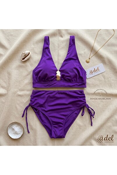 Adel swimwear Yüksek Bel Aksesuarlı Toparlayıcı Bikini Takımı
