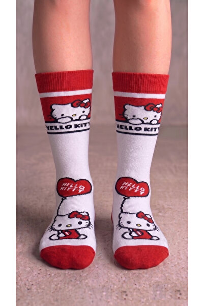 Neşeli Çoraplar Цветни унисекс чорапи със сърца Hello Kitty