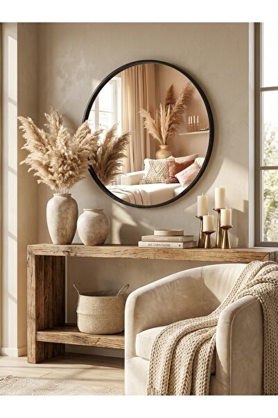 The Living Round Wall Mirror with Durable Metal Frame | Premium Modern Accent...