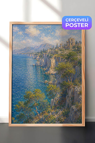 Zestia Monet inspirisan povetarcem na obali Antalije, zidna slika, impresioni...