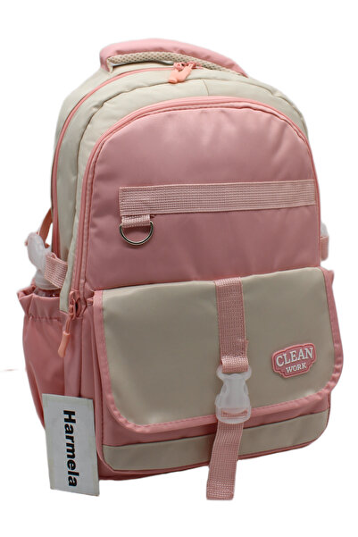 Harmela Beige-Powder 26012 Multi-Compartment School Backpack Unisex School Ba...