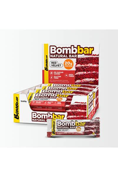 BOMBBAR Natural Protein Bar Red Velvet Gluten Free, High Fiber & No Sugar Add...