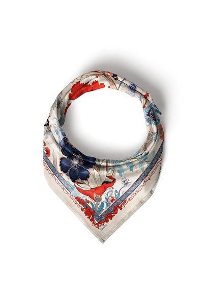 HAWWA Eșarfă din satin cu model floral baroc 70x70