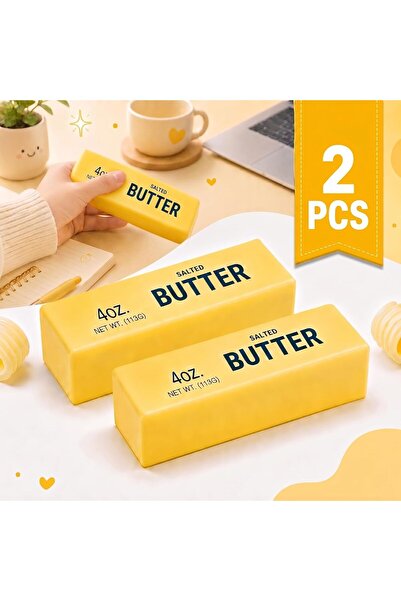 ZeeSquare 2PCS Butter Squishy – Slow Rising Butter Squishy Toy, Realistic Food Fidget Toys for Adults, Soft PU Material, Sensory Anxiety Relief & Focus Aid, Portable 5.5 Inch Squishy Butter for Office & Home