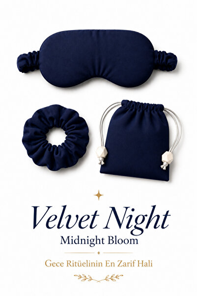 MagicPink Velvet Night Midnight Bloom Mini Night Set – Uyku Göz Bandı, Kese v...