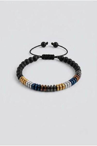 Efor Stone Inlaid Adjustable Fastening Yellow-Black Bracelet 106