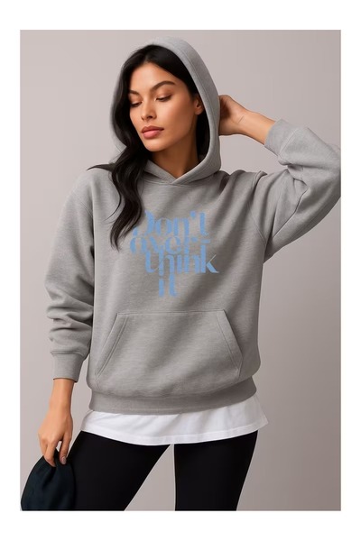 ZİYMO Unisex Hooded Printed Relaxed Fit Sweatshirt