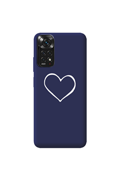 Other Xiaomi Redmi Note 11 4G White heart Dark blue Colored Silicone TPU Θήκη