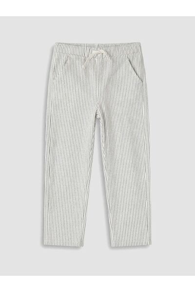 LC Waikiki Lcw Kids Blue Striped Boys' Trousers with Tie at the Waist