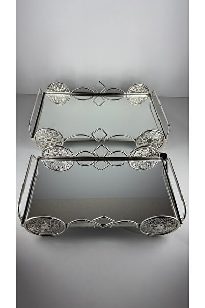 Palpe Set of 2 Mirrored Trays Girl's Wish Engagement Promise Presentation Tra...
