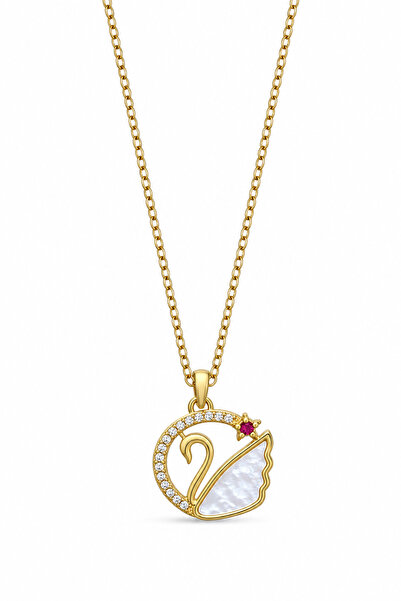 Jack Ferrero Swan Motif Lookalike Zircon Stone Yellow Necklace Women's Jewelry