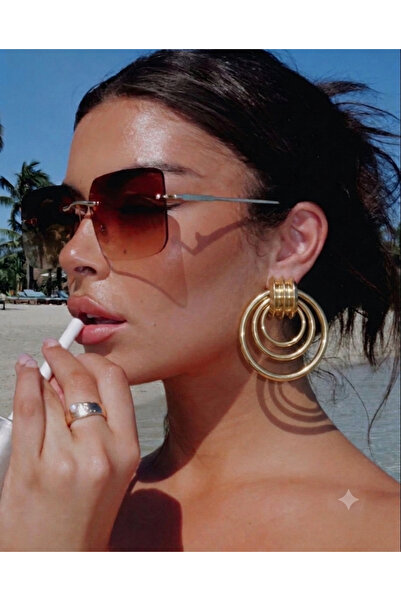 AychaAksesuar Vintage Pinterest Style Large Interlocking Hoop Earrings