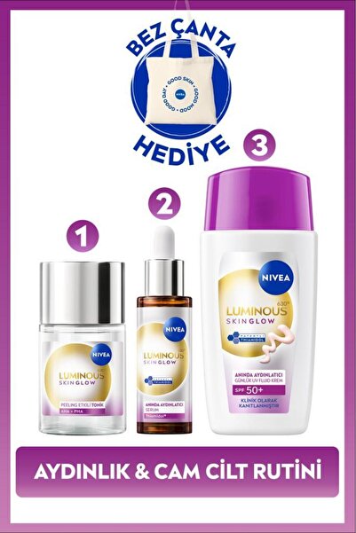 NIVEA Aydınlatıcı Cilt Bakım Rutini, Yüz Güneş Kremi 40ml, Cilt Serumu 30ml v...