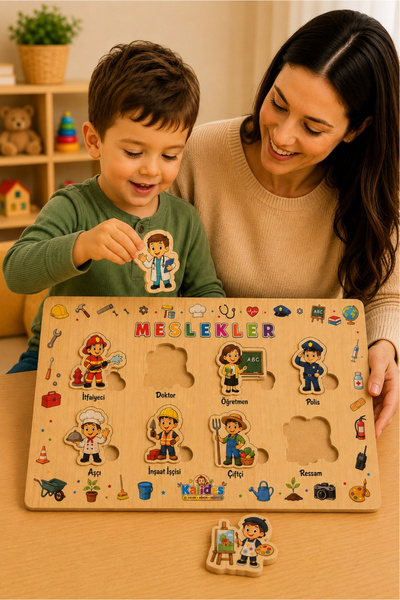 kalides Ahşap Türkçe 6’lı Mega Set Eğitici-Öğretici Bul Tak Yapboz | BulTak Puzzle | Montessori Dikkat ve Eşleştirme Oyunu