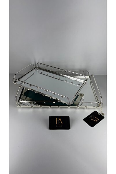 Palpe Set of 2 Mirrored Trays Girl's Wish Engagement Promise Presentation Tra...