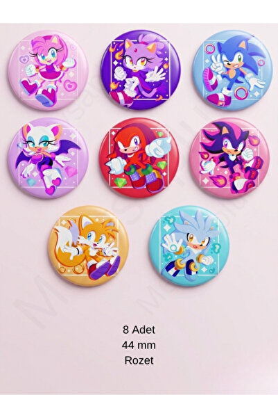mellysaplush Sonic Rozet Set 8 Adet 44mm
