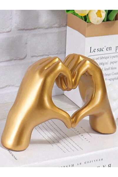 Choice Gold 1pc Love Hand Gesture Decor, Heart Finger Sculpture Modern Art St...