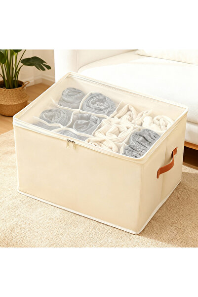 Choice1 Beige Foldable Shoes Storage Organizer 12 Grids Visible Jeans Clothes...