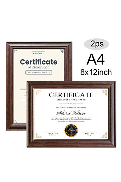 choice2 A4 8x12inch 2PS Walnut 2PS A4 8x12'' Certificate Frame log Walnut Woo...