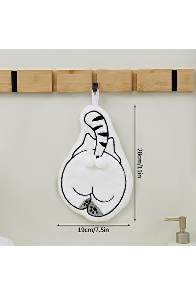 Choice1 White Cartoon Animals Hand Towel Absorbent Hand Cloth Bathroom Hangin...