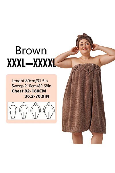 choice2 M-2XL Brown 2pcs wearable Bath Towel Set, Including 1 Dry Hair Cap an...