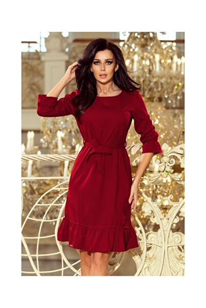 Voguet Burgundy dress with waist tie, 193-7