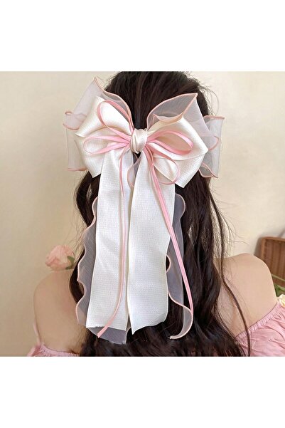 Choice 5132-11 1Pcs Cute Lace Hair Bow Clip Coquette Bow Barrettes with Long ...