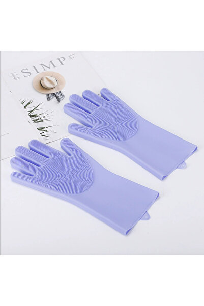 Choice3 One Size Purple Gloves for Dogs And Cats Silicone Bathing Shampoo Scr...