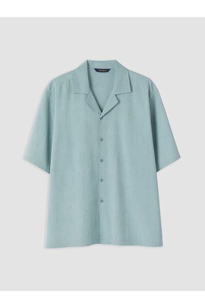 LC Waikiki Southblue Blue Relax Fit Linen Blend Men's Shirt