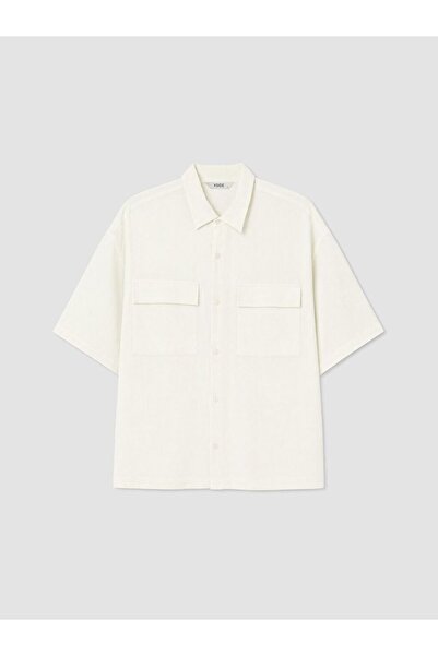 LC Waikiki Xside Ecru Relax Fit Linen Blend Men's Shirt