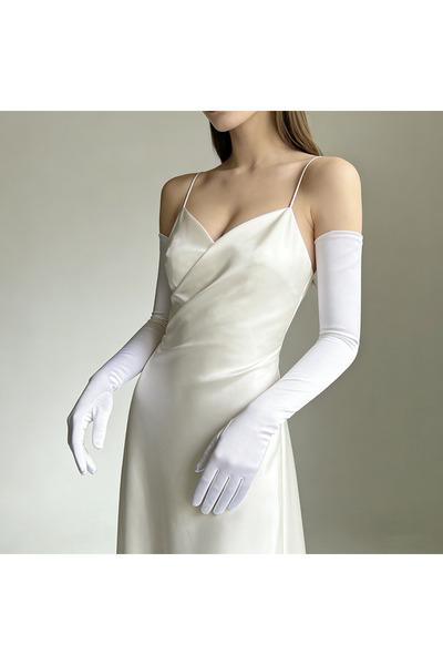 Choice6 One Size White 70cm 4 lengths Women Solid Color Satin Wedding Party L...