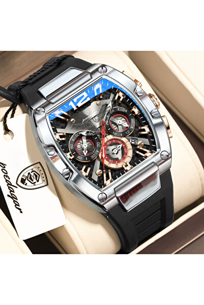 Choice 9051 Silver Black Luxury Men's Watches Luminous Waterproof Silicone Da...